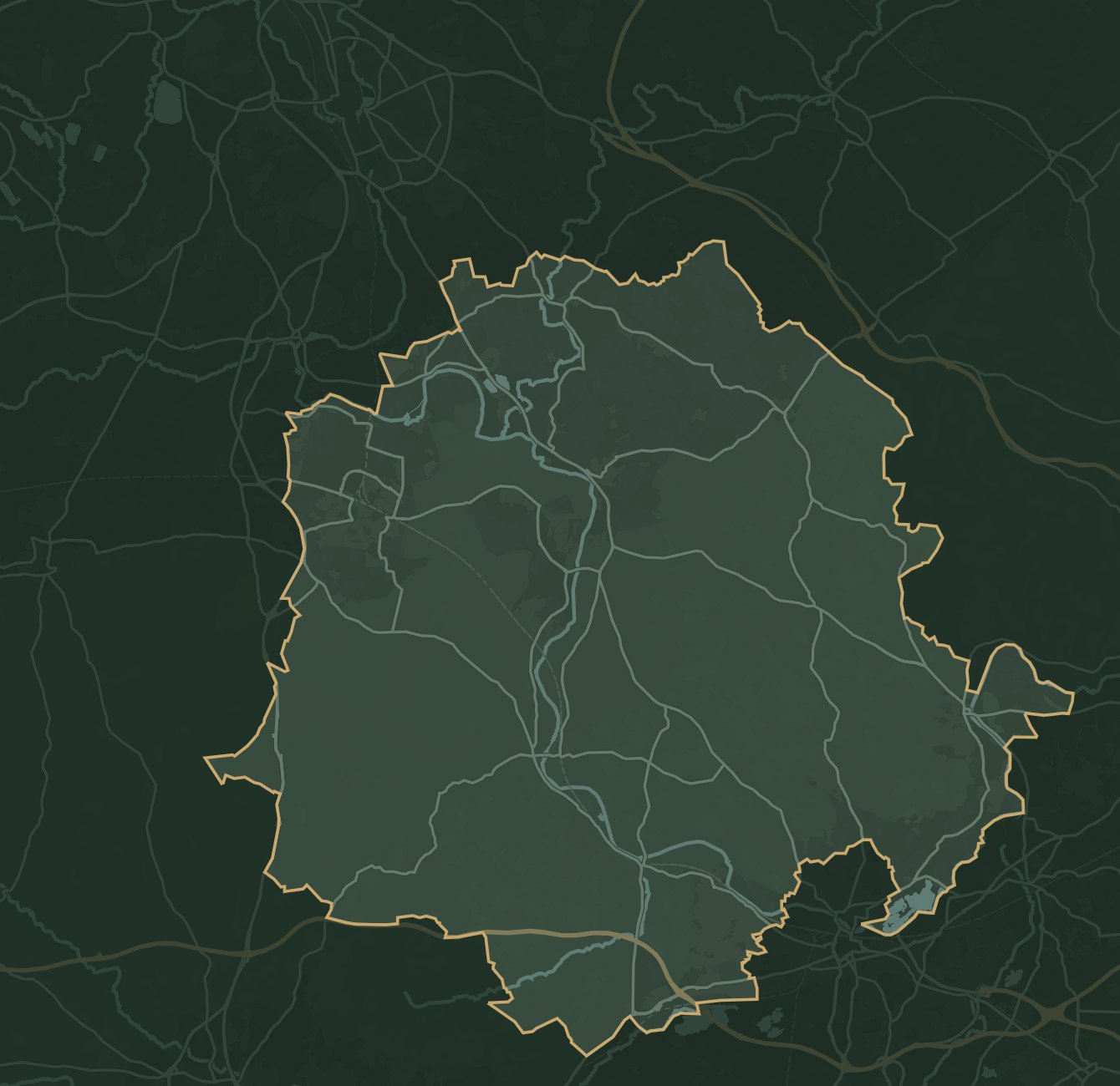 Map of the area Family Tree covers, centred on our base in Wallingford. The border follows the real village (parish) boundaries and takes in Didcot, Berinsfield, Benson, Goring and Henley-on-Thames, with villages including Dorchester-on-Thames, Cholsey, Crowmarsh Gifford, Watlington, Chalgrove, Woodcote, Pangbourne, Purley on Thames, Sonning Common, Shiplake, Blewbury, Nuffield, Stoke Row, Checkendon and Binfield Heath. It reaches Harwell and Compton to the west, Tilehurst and Caversham in Reading, and Turville and Marlow in Buckinghamshire.